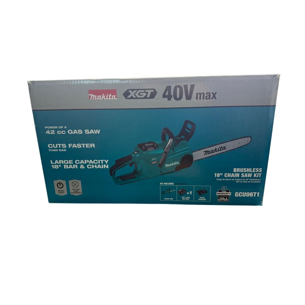 Makita GCU06T1 XGT 40V Brushless 18" Chainsaw kit Includes Battery & Charger